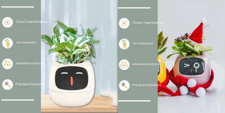 Smart Flowerpots, Smart Pet Planter, Ai Planter, Intelligent Flowerpots, Multiple Expressions,7 Smart Sensors, and Ai Chips Make Raising Plants Easy and Fun for Living Room