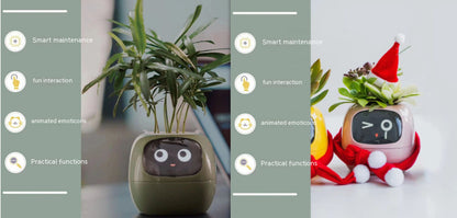 Smart Flowerpots, Smart Pet Planter, Ai Planter, Intelligent Flowerpots, Multiple Expressions,7 Smart Sensors, and Ai Chips Make Raising Plants Easy and Fun for Living Room