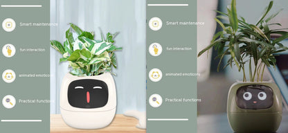 Smart Flowerpots, Smart Pet Planter, Ai Planter, Intelligent Flowerpots, Multiple Expressions,7 Smart Sensors, and Ai Chips Make Raising Plants Easy and Fun for Living Room