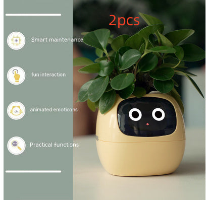 Smart Flowerpots, Smart Pet Planter, Ai Planter, Intelligent Flowerpots, Multiple Expressions,7 Smart Sensors, and Ai Chips Make Raising Plants Easy and Fun for Living Room