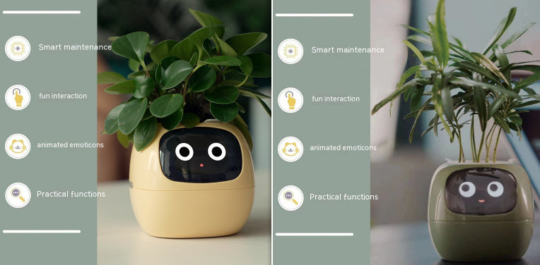 Smart Flowerpots, Smart Pet Planter, Ai Planter, Intelligent Flowerpots, Multiple Expressions,7 Smart Sensors, and Ai Chips Make Raising Plants Easy and Fun for Living Room