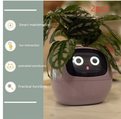 Smart Flowerpots, Smart Pet Planter, Ai Planter, Intelligent Flowerpots, Multiple Expressions,7 Smart Sensors, and Ai Chips Make Raising Plants Easy and Fun for Living Room