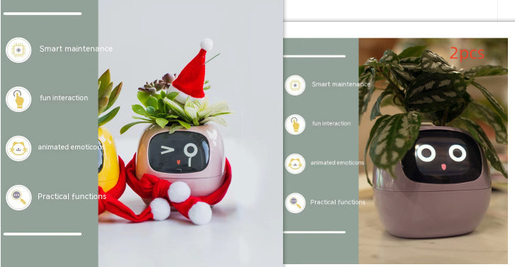 Smart Flowerpots, Smart Pet Planter, Ai Planter, Intelligent Flowerpots, Multiple Expressions,7 Smart Sensors, and Ai Chips Make Raising Plants Easy and Fun for Living Room