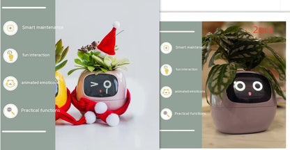 Smart Flowerpots, Smart Pet Planter, Ai Planter, Intelligent Flowerpots, Multiple Expressions,7 Smart Sensors, and Ai Chips Make Raising Plants Easy and Fun for Living Room