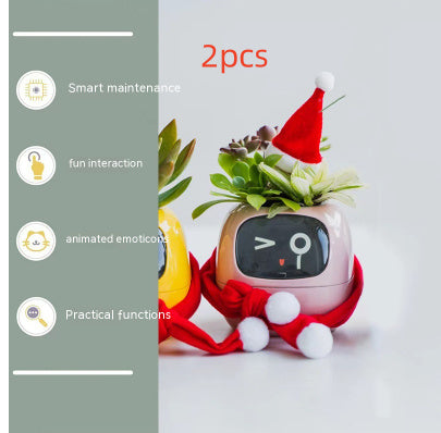 Smart Flowerpots, Smart Pet Planter, Ai Planter, Intelligent Flowerpots, Multiple Expressions,7 Smart Sensors, and Ai Chips Make Raising Plants Easy and Fun for Living Room