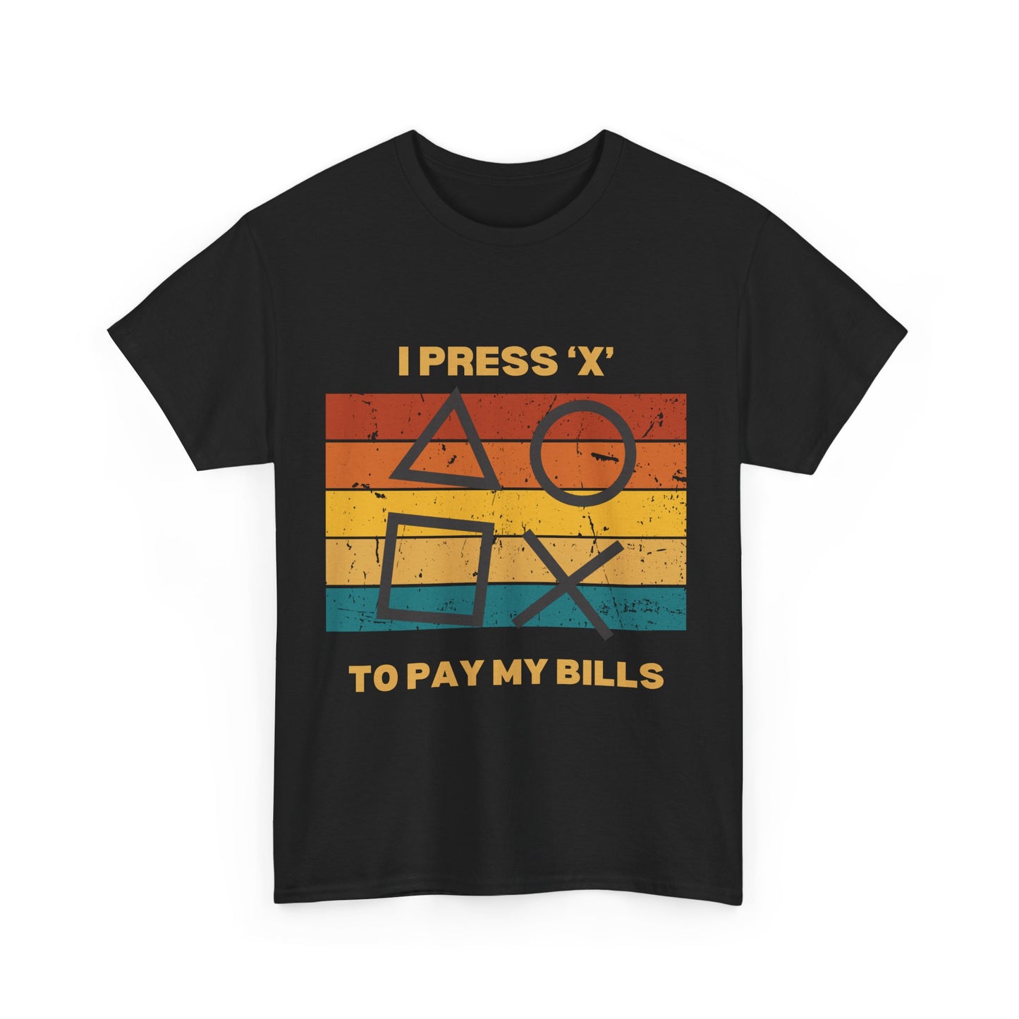 Retro Gamer Tee, I Press X to Pay My Bills Shirt, Video Game Lover T-Shirt, Unisex Cartoon Style Top, Fun Casual Gift