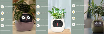 Smart Flowerpots, Smart Pet Planter, Ai Planter, Intelligent Flowerpots, Multiple Expressions,7 Smart Sensors, and Ai Chips Make Raising Plants Easy and Fun for Living Room