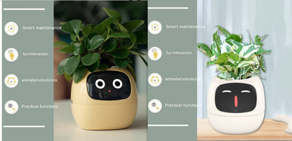 Smart Flowerpots, Smart Pet Planter, Ai Planter, Intelligent Flowerpots, Multiple Expressions,7 Smart Sensors, and Ai Chips Make Raising Plants Easy and Fun for Living Room