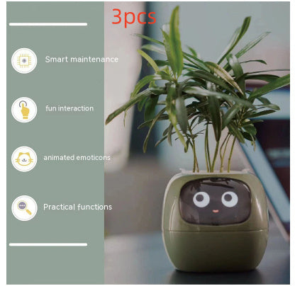 Smart Flowerpots, Smart Pet Planter, Ai Planter, Intelligent Flowerpots, Multiple Expressions,7 Smart Sensors, and Ai Chips Make Raising Plants Easy and Fun for Living Room