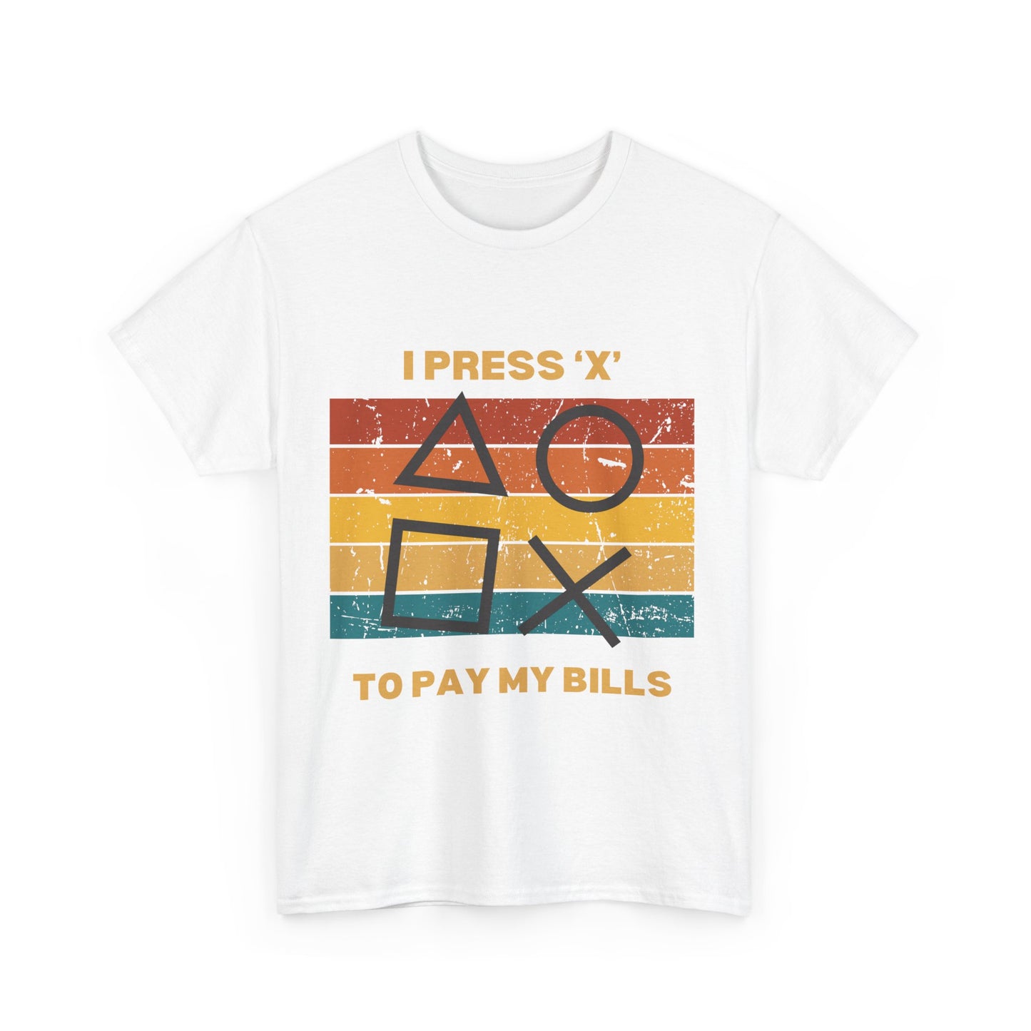 Retro Gamer Tee, I Press X to Pay My Bills Shirt, Video Game Lover T-Shirt, Unisex Cartoon Style Top, Fun Casual Gift