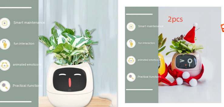 Smart Flowerpots, Smart Pet Planter, Ai Planter, Intelligent Flowerpots, Multiple Expressions,7 Smart Sensors, and Ai Chips Make Raising Plants Easy and Fun for Living Room