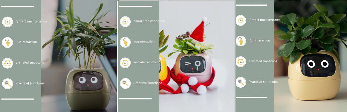 Smart Flowerpots, Smart Pet Planter, Ai Planter, Intelligent Flowerpots, Multiple Expressions,7 Smart Sensors, and Ai Chips Make Raising Plants Easy and Fun for Living Room