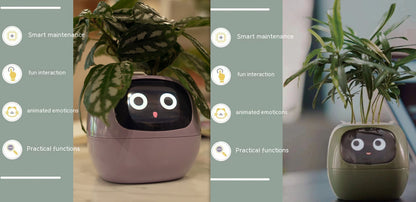 Smart Flowerpots, Smart Pet Planter, Ai Planter, Intelligent Flowerpots, Multiple Expressions,7 Smart Sensors, and Ai Chips Make Raising Plants Easy and Fun for Living Room