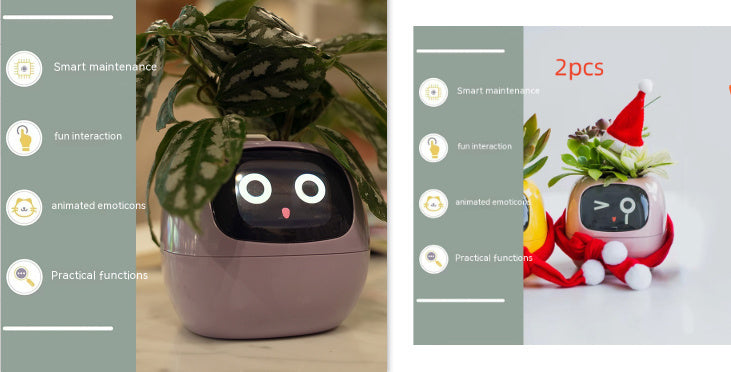 Smart Flowerpots, Smart Pet Planter, Ai Planter, Intelligent Flowerpots, Multiple Expressions,7 Smart Sensors, and Ai Chips Make Raising Plants Easy and Fun for Living Room