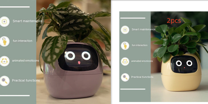 Smart Flowerpots, Smart Pet Planter, Ai Planter, Intelligent Flowerpots, Multiple Expressions,7 Smart Sensors, and Ai Chips Make Raising Plants Easy and Fun for Living Room