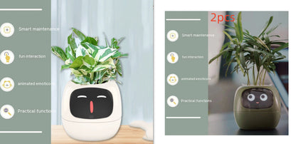 Smart Flowerpots, Smart Pet Planter, Ai Planter, Intelligent Flowerpots, Multiple Expressions,7 Smart Sensors, and Ai Chips Make Raising Plants Easy and Fun for Living Room