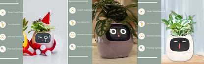 Smart Flowerpots, Smart Pet Planter, Ai Planter, Intelligent Flowerpots, Multiple Expressions,7 Smart Sensors, and Ai Chips Make Raising Plants Easy and Fun for Living Room