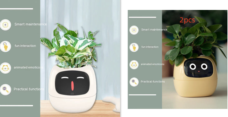 Smart Flowerpots, Smart Pet Planter, Ai Planter, Intelligent Flowerpots, Multiple Expressions,7 Smart Sensors, and Ai Chips Make Raising Plants Easy and Fun for Living Room