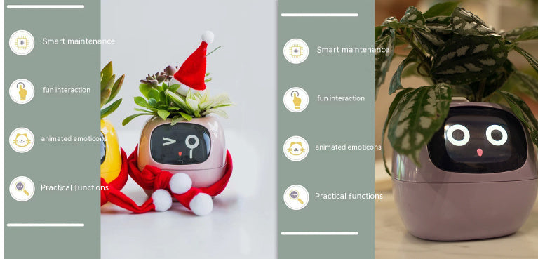 Smart Flowerpots, Smart Pet Planter, Ai Planter, Intelligent Flowerpots, Multiple Expressions,7 Smart Sensors, and Ai Chips Make Raising Plants Easy and Fun for Living Room