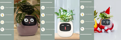 Smart Flowerpots, Smart Pet Planter, Ai Planter, Intelligent Flowerpots, Multiple Expressions,7 Smart Sensors, and Ai Chips Make Raising Plants Easy and Fun for Living Room