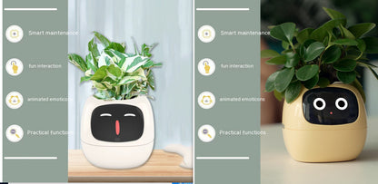 Smart Flowerpots, Smart Pet Planter, Ai Planter, Intelligent Flowerpots, Multiple Expressions,7 Smart Sensors, and Ai Chips Make Raising Plants Easy and Fun for Living Room