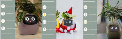 Smart Flowerpots, Smart Pet Planter, Ai Planter, Intelligent Flowerpots, Multiple Expressions,7 Smart Sensors, and Ai Chips Make Raising Plants Easy and Fun for Living Room