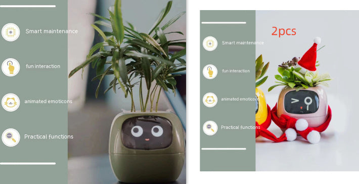 Smart Flowerpots, Smart Pet Planter, Ai Planter, Intelligent Flowerpots, Multiple Expressions,7 Smart Sensors, and Ai Chips Make Raising Plants Easy and Fun for Living Room