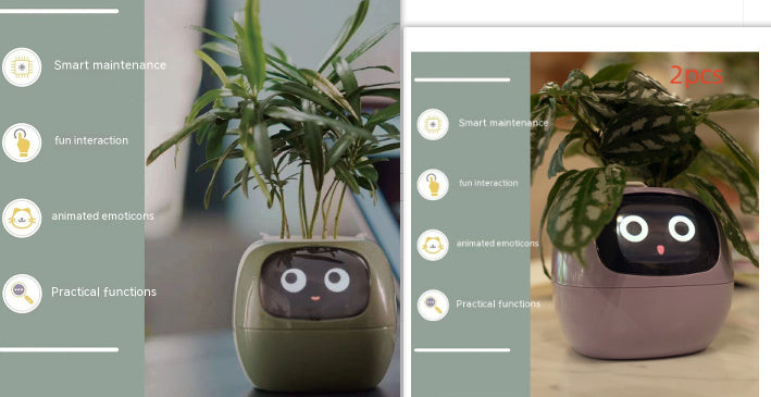 Smart Flowerpots, Smart Pet Planter, Ai Planter, Intelligent Flowerpots, Multiple Expressions,7 Smart Sensors, and Ai Chips Make Raising Plants Easy and Fun for Living Room