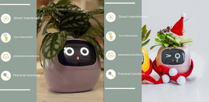 Smart Flowerpots, Smart Pet Planter, Ai Planter, Intelligent Flowerpots, Multiple Expressions,7 Smart Sensors, and Ai Chips Make Raising Plants Easy and Fun for Living Room