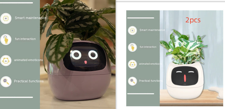 Smart Flowerpots, Smart Pet Planter, Ai Planter, Intelligent Flowerpots, Multiple Expressions,7 Smart Sensors, and Ai Chips Make Raising Plants Easy and Fun for Living Room