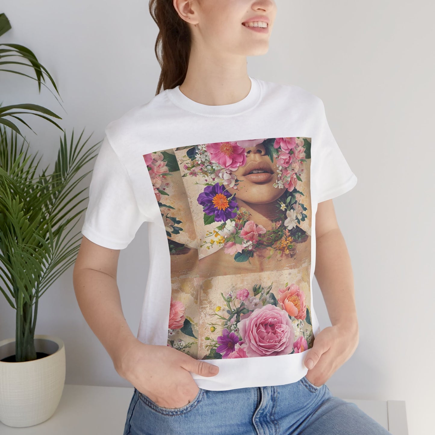 Floral Whimsy Unisex Tee, Bohemian Graphic Shirt, Nature-Inspired Casual Wear, Gift for Flower Lovers, Spring Fashion