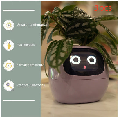 Smart Flowerpots, Smart Pet Planter, Ai Planter, Intelligent Flowerpots, Multiple Expressions,7 Smart Sensors, and Ai Chips Make Raising Plants Easy and Fun for Living Room