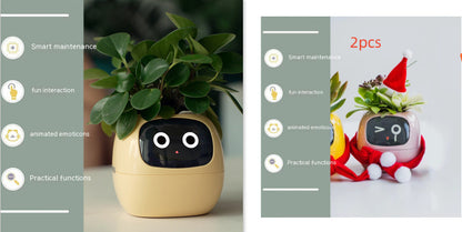 Smart Flowerpots, Smart Pet Planter, Ai Planter, Intelligent Flowerpots, Multiple Expressions,7 Smart Sensors, and Ai Chips Make Raising Plants Easy and Fun for Living Room