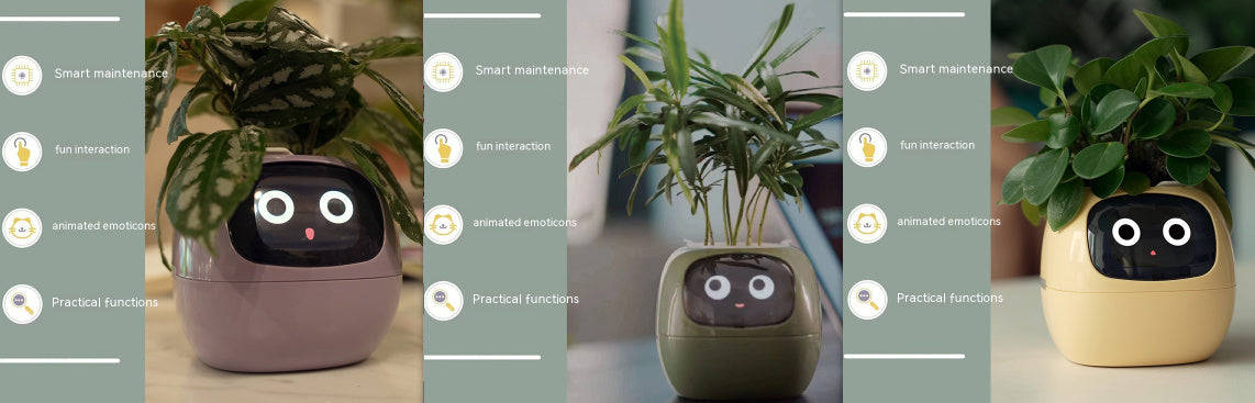 Smart Flowerpots, Smart Pet Planter, Ai Planter, Intelligent Flowerpots, Multiple Expressions,7 Smart Sensors, and Ai Chips Make Raising Plants Easy and Fun for Living Room