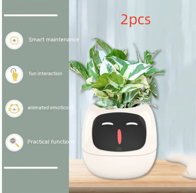 Smart Flowerpots, Smart Pet Planter, Ai Planter, Intelligent Flowerpots, Multiple Expressions,7 Smart Sensors, and Ai Chips Make Raising Plants Easy and Fun for Living Room