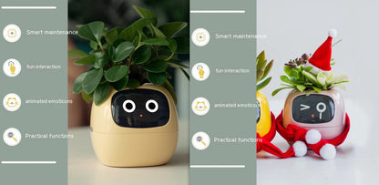 Smart Flowerpots, Smart Pet Planter, Ai Planter, Intelligent Flowerpots, Multiple Expressions,7 Smart Sensors, and Ai Chips Make Raising Plants Easy and Fun for Living Room