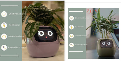 Smart Flowerpots, Smart Pet Planter, Ai Planter, Intelligent Flowerpots, Multiple Expressions,7 Smart Sensors, and Ai Chips Make Raising Plants Easy and Fun for Living Room