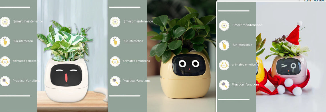 Smart Flowerpots, Smart Pet Planter, Ai Planter, Intelligent Flowerpots, Multiple Expressions,7 Smart Sensors, and Ai Chips Make Raising Plants Easy and Fun for Living Room