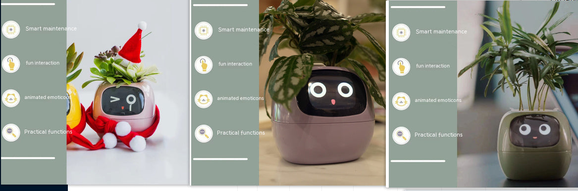 Smart Flowerpots, Smart Pet Planter, Ai Planter, Intelligent Flowerpots, Multiple Expressions,7 Smart Sensors, and Ai Chips Make Raising Plants Easy and Fun for Living Room