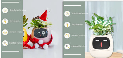 Smart Flowerpots, Smart Pet Planter, Ai Planter, Intelligent Flowerpots, Multiple Expressions,7 Smart Sensors, and Ai Chips Make Raising Plants Easy and Fun for Living Room