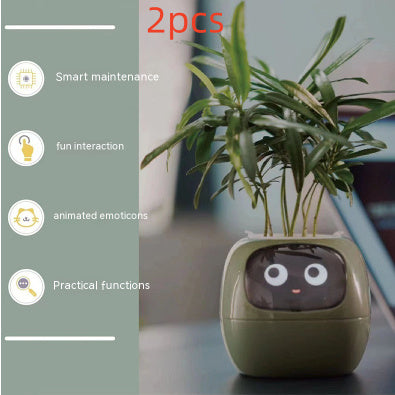 Smart Flowerpots, Smart Pet Planter, Ai Planter, Intelligent Flowerpots, Multiple Expressions,7 Smart Sensors, and Ai Chips Make Raising Plants Easy and Fun for Living Room