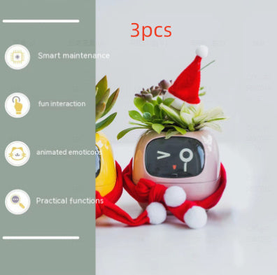 Smart Flowerpots, Smart Pet Planter, Ai Planter, Intelligent Flowerpots, Multiple Expressions,7 Smart Sensors, and Ai Chips Make Raising Plants Easy and Fun for Living Room