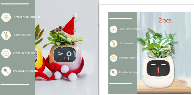 Smart Flowerpots, Smart Pet Planter, Ai Planter, Intelligent Flowerpots, Multiple Expressions,7 Smart Sensors, and Ai Chips Make Raising Plants Easy and Fun for Living Room