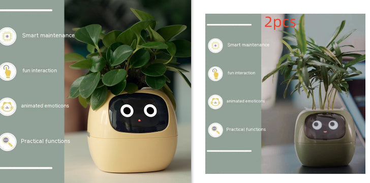 Smart Flowerpots, Smart Pet Planter, Ai Planter, Intelligent Flowerpots, Multiple Expressions,7 Smart Sensors, and Ai Chips Make Raising Plants Easy and Fun for Living Room