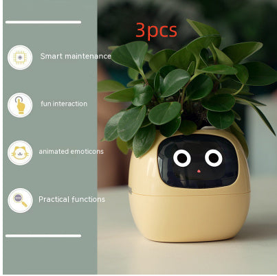 Smart Flowerpots, Smart Pet Planter, Ai Planter, Intelligent Flowerpots, Multiple Expressions,7 Smart Sensors, and Ai Chips Make Raising Plants Easy and Fun for Living Room