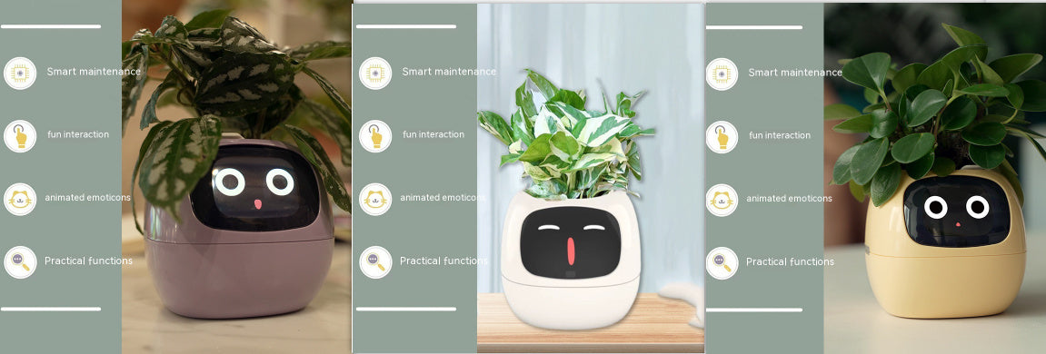 Smart Flowerpots, Smart Pet Planter, Ai Planter, Intelligent Flowerpots, Multiple Expressions,7 Smart Sensors, and Ai Chips Make Raising Plants Easy and Fun for Living Room