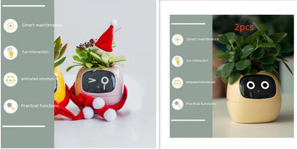 Smart Flowerpots, Smart Pet Planter, Ai Planter, Intelligent Flowerpots, Multiple Expressions,7 Smart Sensors, and Ai Chips Make Raising Plants Easy and Fun for Living Room