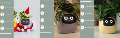 Smart Flowerpots, Smart Pet Planter, Ai Planter, Intelligent Flowerpots, Multiple Expressions,7 Smart Sensors, and Ai Chips Make Raising Plants Easy and Fun for Living Room